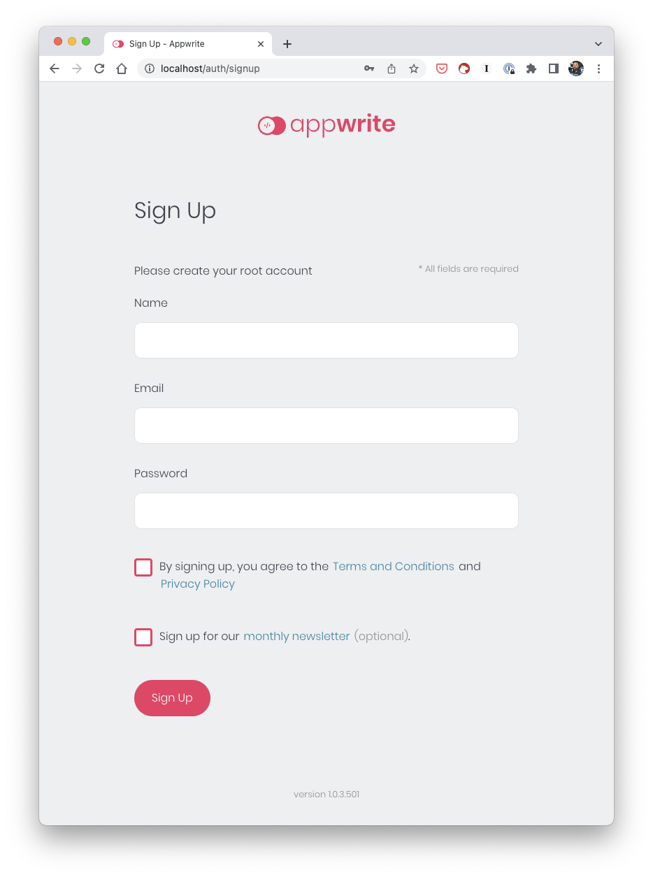 Appwrite sign up